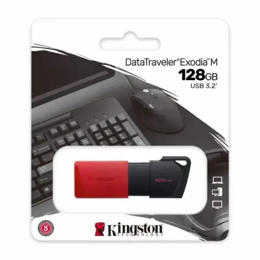 Memoria USB 3.2 128GB Exodia M Gen 1 - Negro y Rojo 