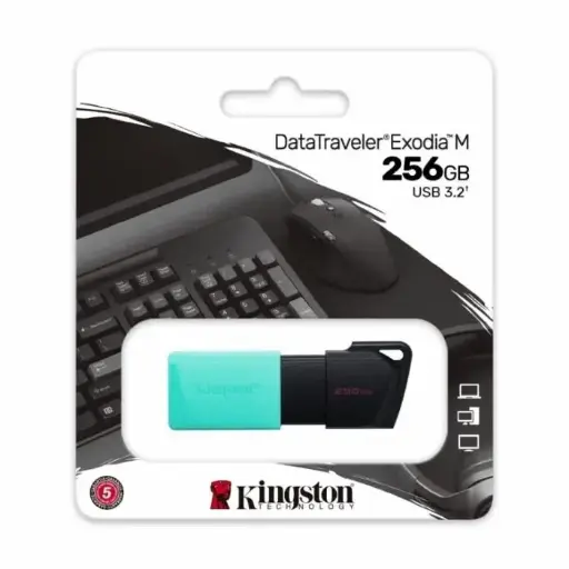 Memoria USB 3.2 256GB Exodia M Gen 1 - Negro y Turquesa 